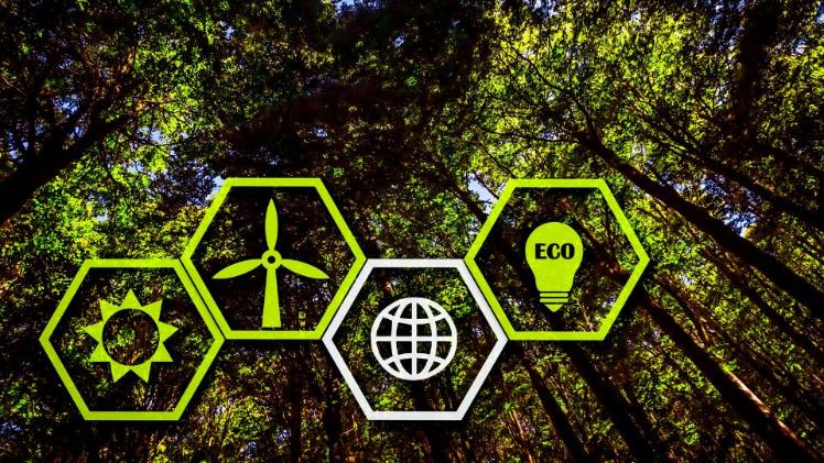 energy symbols with a green background