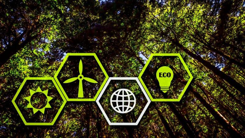 energy symbols with a green background