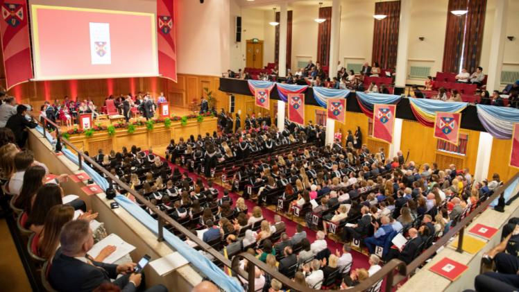 Attendees at Graduation in the Whitla Hall