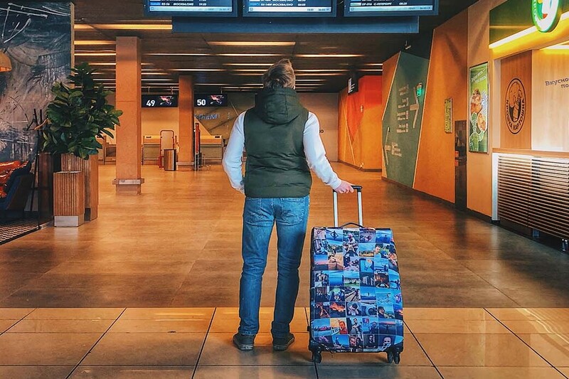 Student arriving at airport