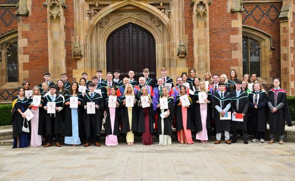 02. The R-City graduates gather on the front steps of Queen’s University Belfast, marking the culmination of their leadership and personal development journey.