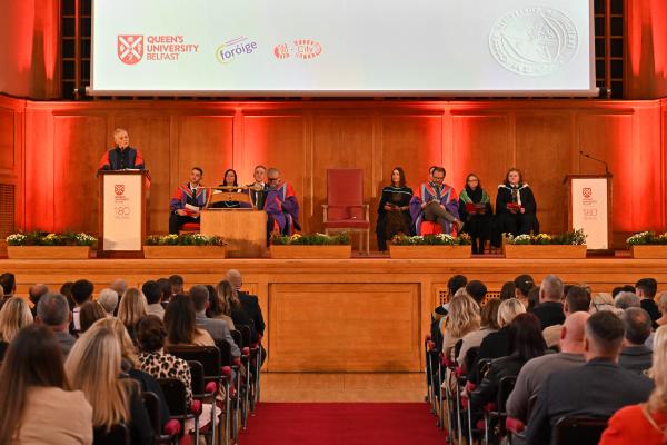 10. Academic staff and university representatives join the formal procession, marking the beginning of the R-City Graduation Ceremony in the Whitla Hall.