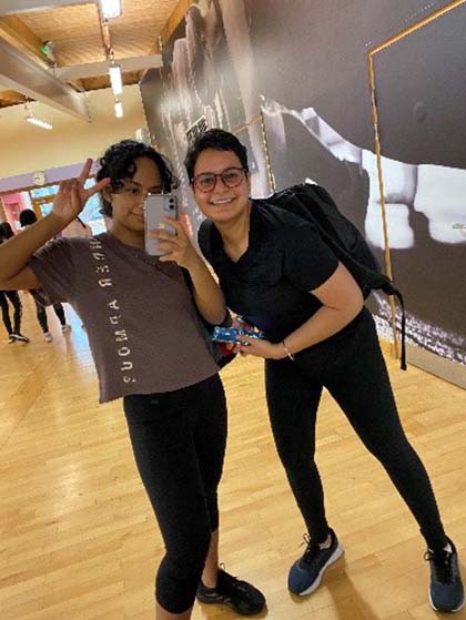 Sumita and a friend after zumba class