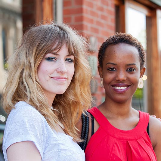 portrait photo of two female students