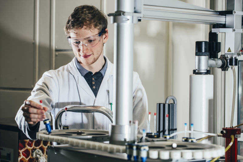 Research student working in a laboratory