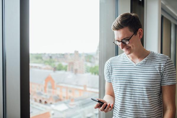 Student on a mobile phone