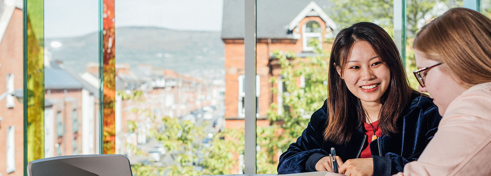 Sijin and Megan in EEECS building