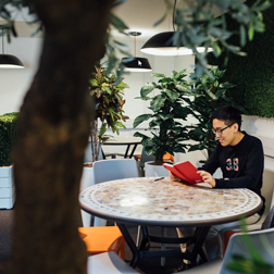 Student in First Derivatives Room