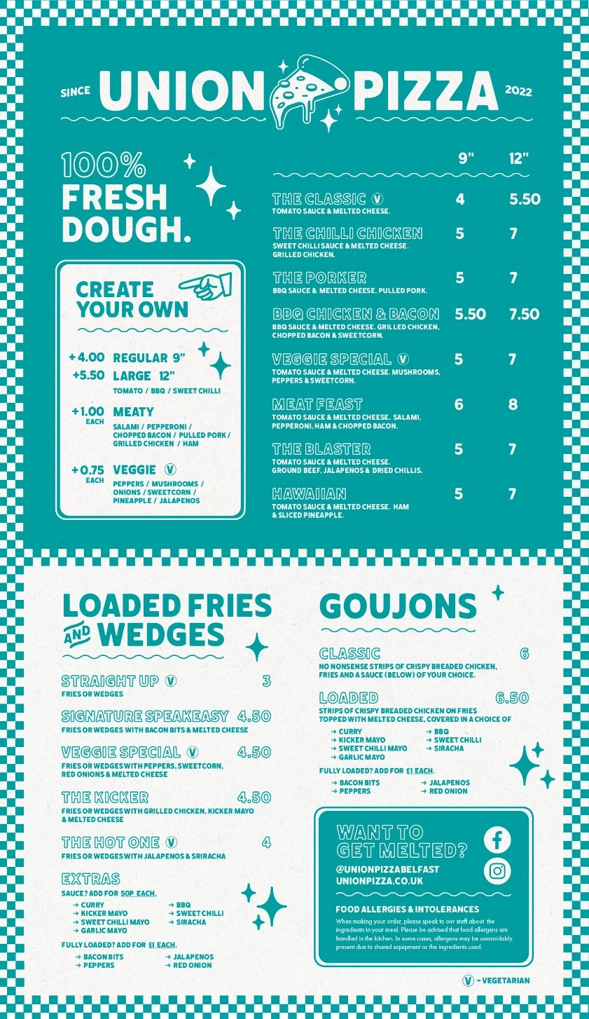 union pizza menu