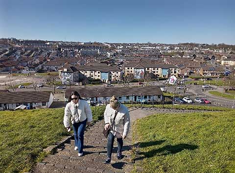 Walking up a hill in Derry
