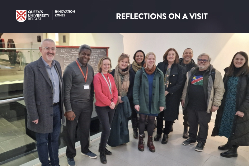 Group shot of Zones team in the Ulster Museum, with the Museum team