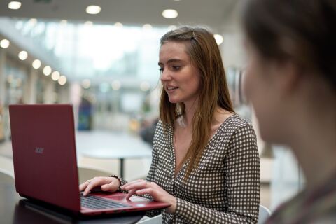 Student working on laptop