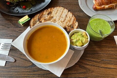 Soup and sandwich in French Village