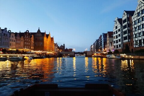 River in Gdansk at night