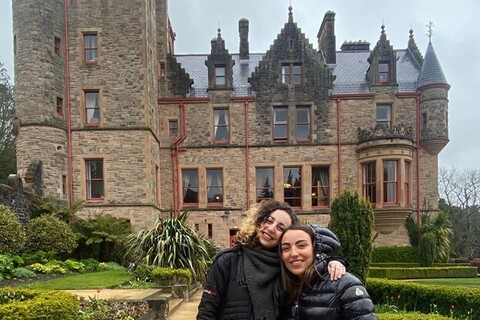 Student Ghada and friend outside Belfast Castle