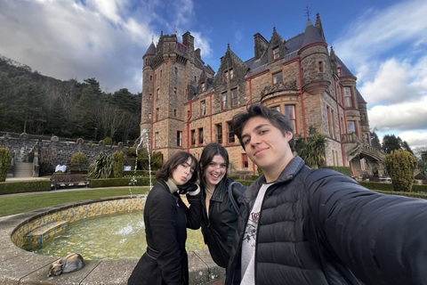 Student Jude and two female friends in front of Belfast Castle