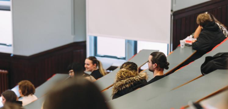 Students seated in lecture theatre