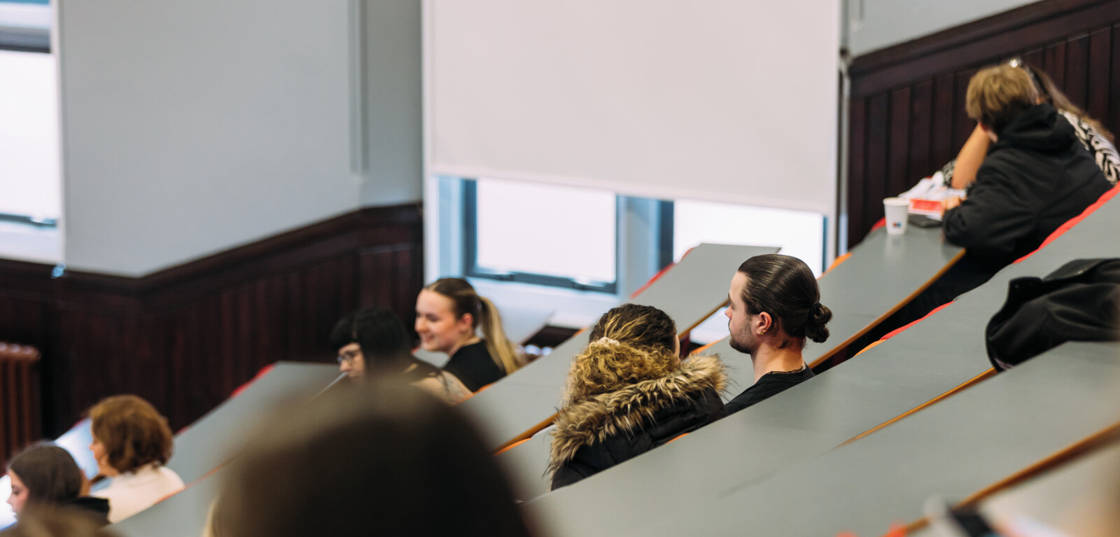 Students seated in lecture theatre