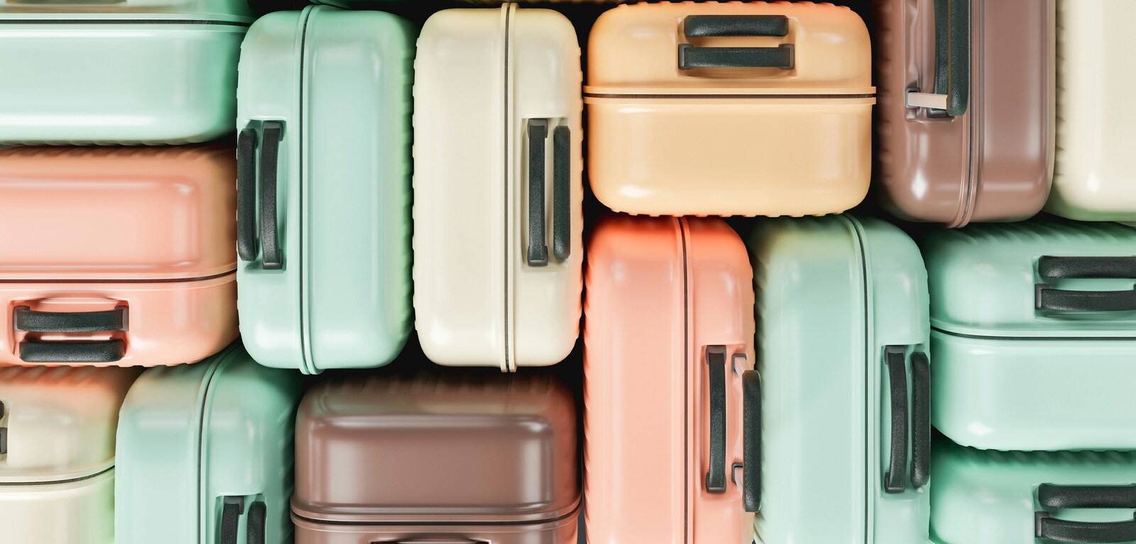 Assortment of suitcases in different colours