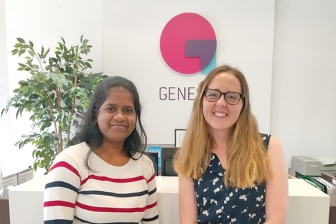 Student Madhurya with staff member from Genesis