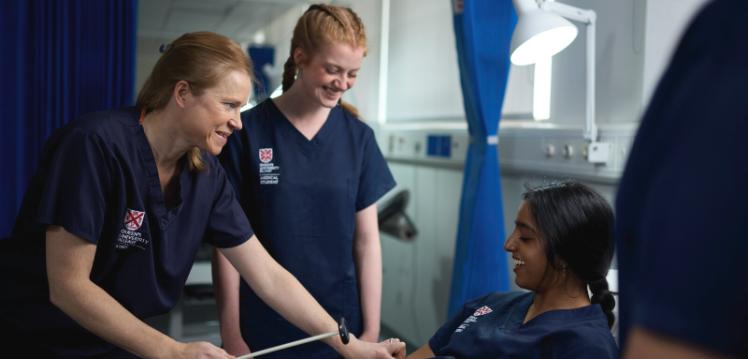 Medicine students in hospital simulation