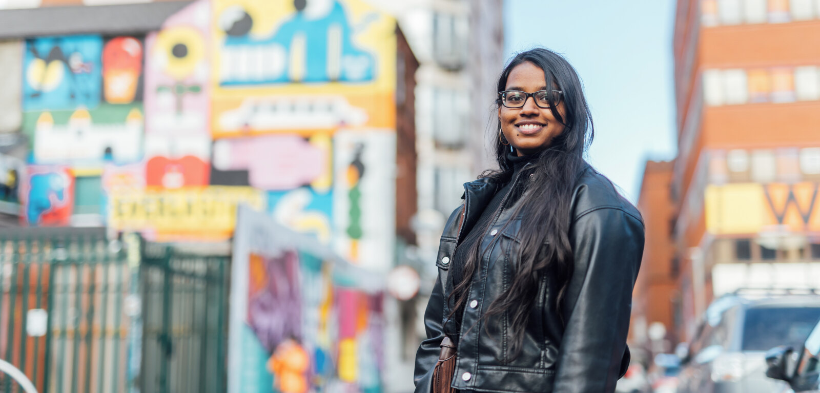 Student Natasha standing in the middle of Belfast street