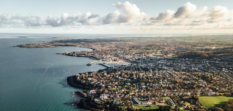 View of Northern Ireland coast from the sky