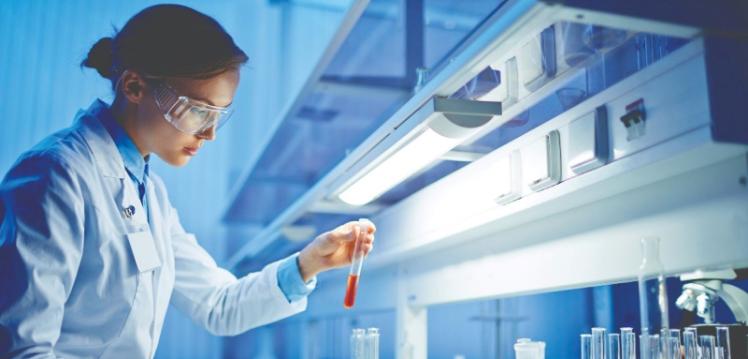 A female student working in a lab