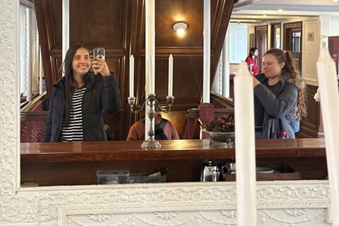 Two students inside the SS Nomadic