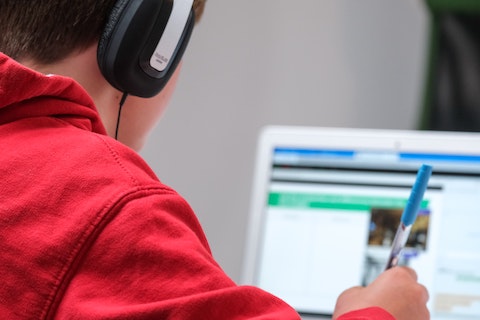 Student on computer