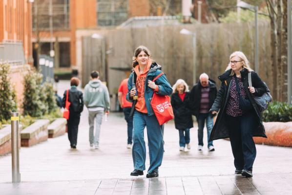 Student standing on campus