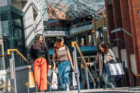 Students shopping in Victoria Square