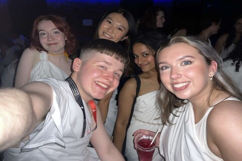 Group of medicine students at SWOT toga event dressed in togas