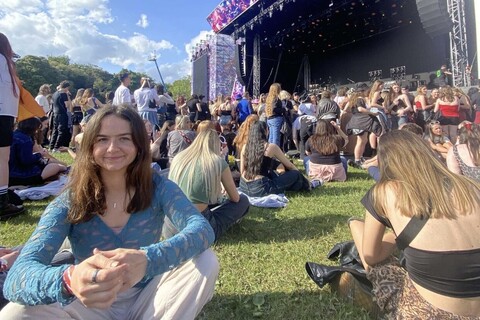 Student Tash at outdoor concert