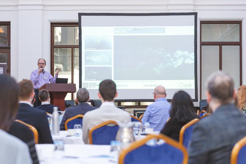 Presenter speaking at a conference