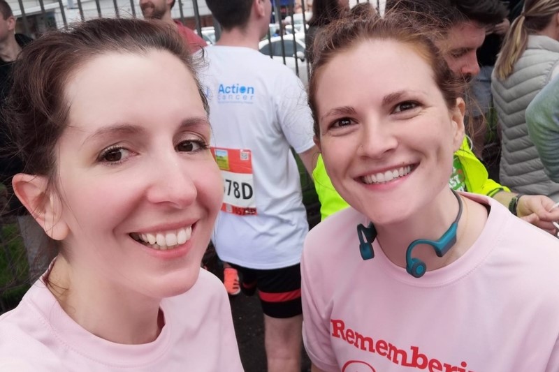 Dr Ioana Latu and Dr Sara Lorimer at the Belfast Marathon 2022