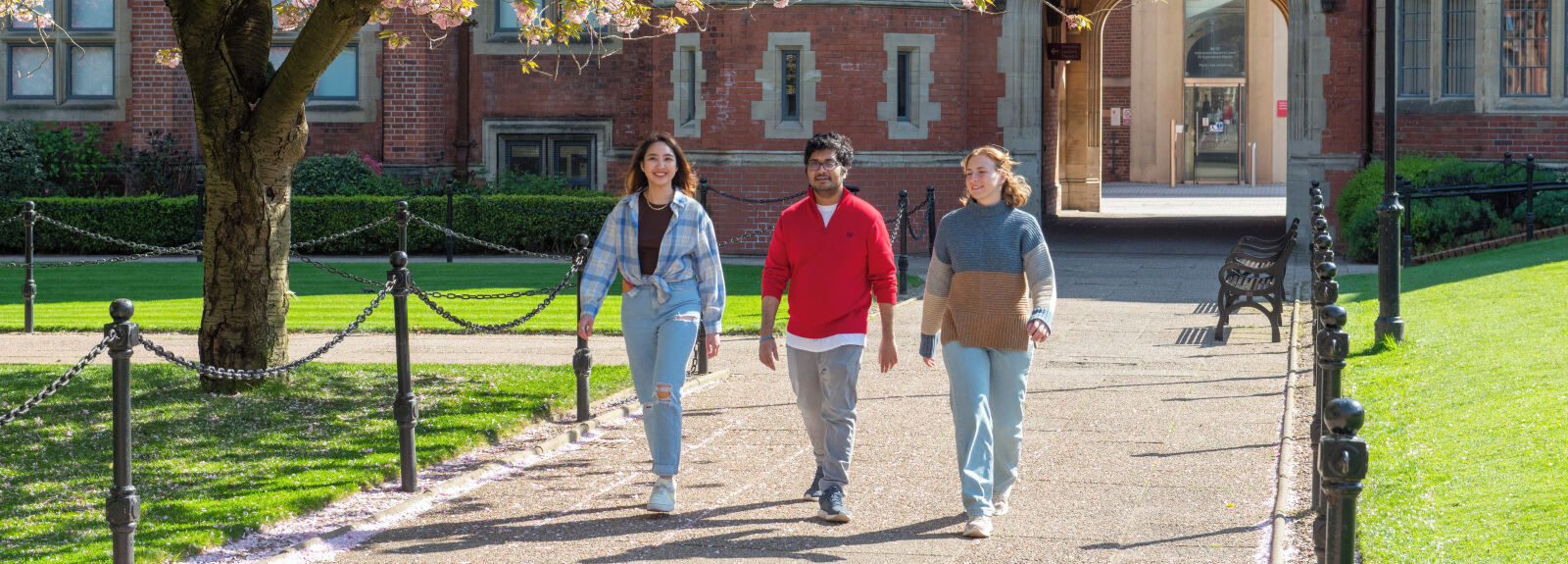 Students walking through campus