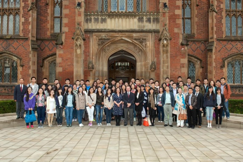 Students at front door