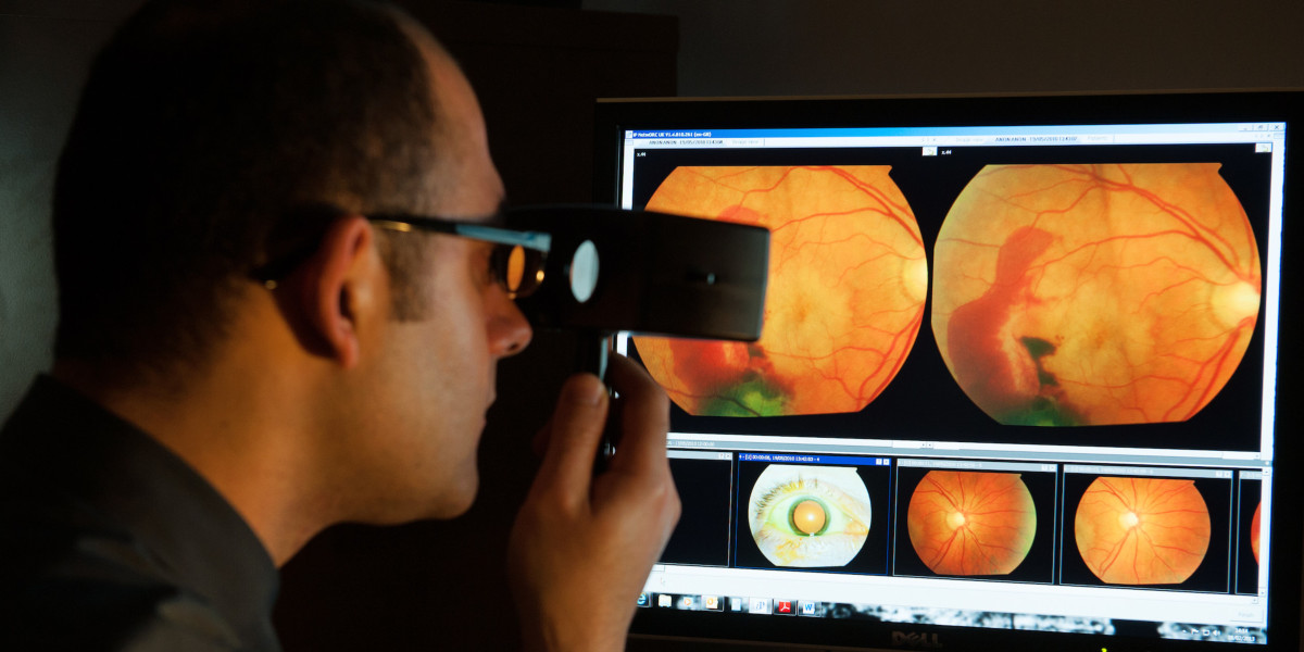 Researcher doing eye scans