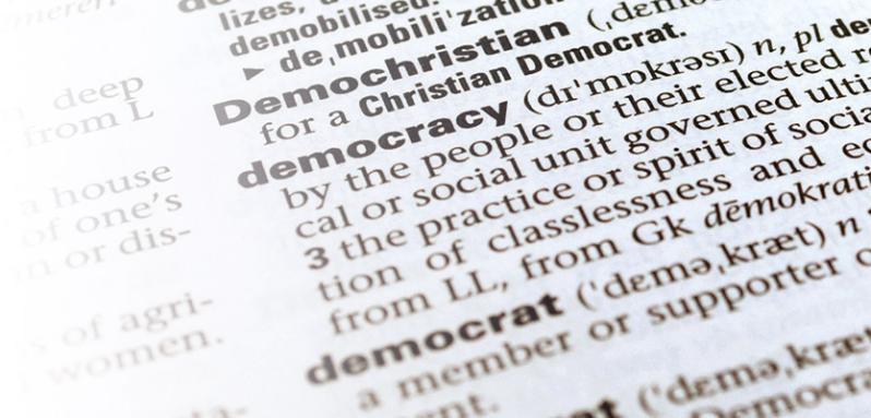 zoomed in Dictionary entry for the word Democracy