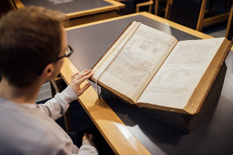 Student in special collections