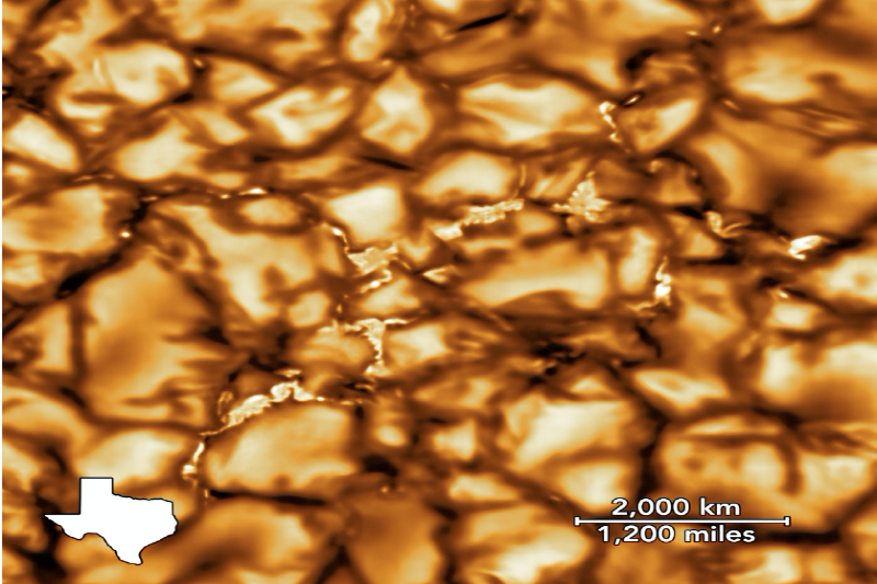 First-light image of the solar photosphere taken by DKIST. The image has been obtained using the sCMOS camera developed by the QUB led UK consortium (image credit: NSO/NSF/AURA)