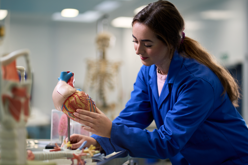 A Biomedical Sciences student working in a lab at Queen's