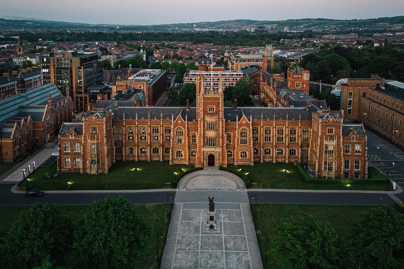 drone view of the Lanyon Building taken from the west (near the One Elmwood Building), May 2023