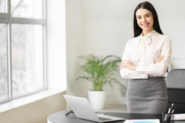 young business woman smiling