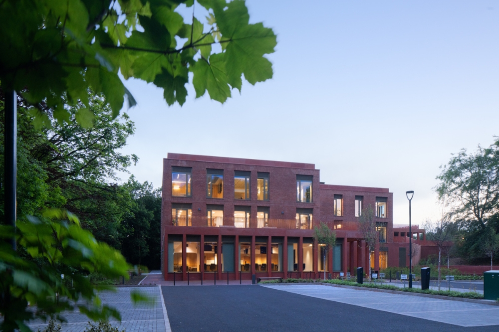 ground view of new building entrance on Riddel Hall site, 2023