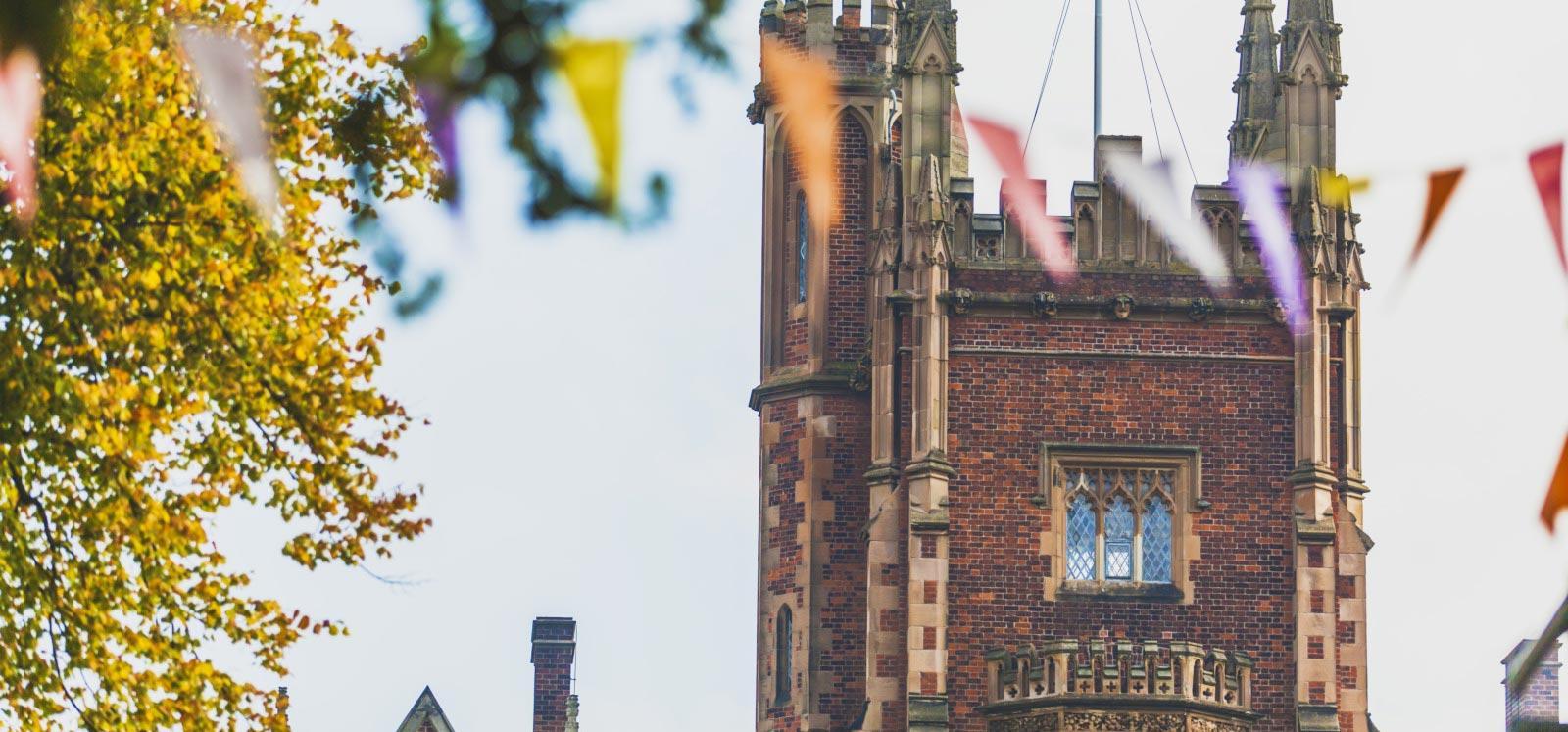 Lanyon Building with bunting hung outside